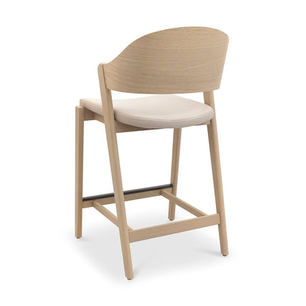 Bentley Designs Vega Scandi Light Oak Beige Leather Bar Stool – view 4
