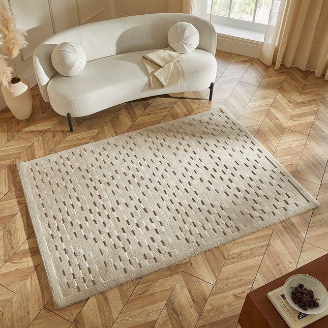Concept Looms Priory Taupe Squares Rug in 4 Sizes
