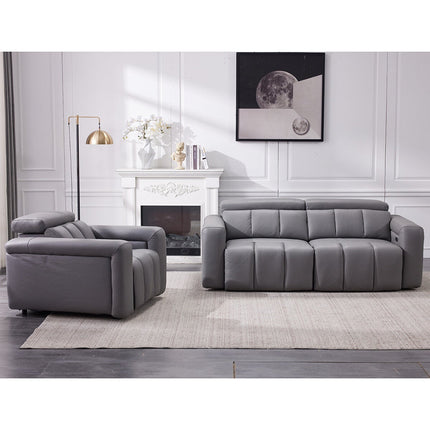 Dallas Grey Leather Power Recliner Armchair – view 8