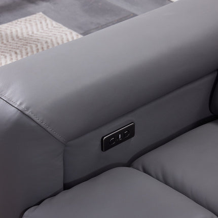 Dallas Grey Leather Power Recliner Armchair – view 6