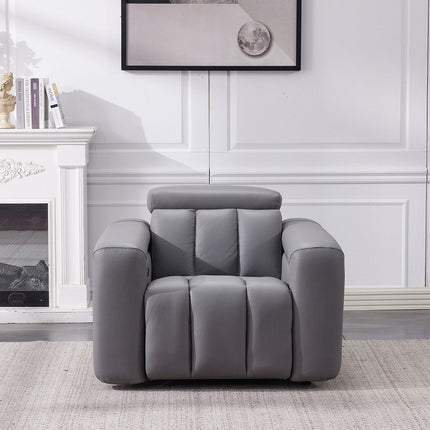 Dallas Grey Leather Power Recliner Armchair – view 7