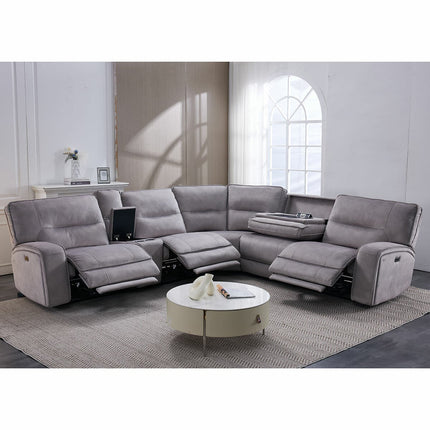 Excalibur Grey Fabric 6 Piece Power Reclining Sectional Sofa – view 3