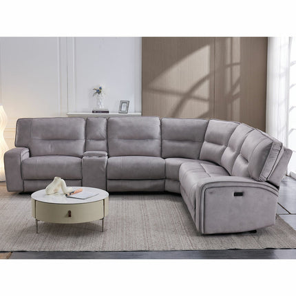 Excalibur Grey Fabric 6 Piece Power Reclining Sectional Sofa – view 5