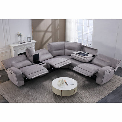 Excalibur Grey Fabric 6 Piece Power Reclining Sectional Sofa – view 4