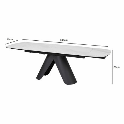 Indus Valley Capri Ceramic Extending Dining Table + 6 Taupe Chairs, Seats 6-8 – view 3