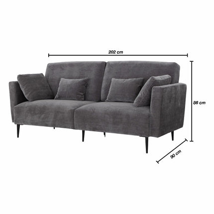 MOONAP Monroe Dark Grey Fabric 3 Seater Sofa – view 2
