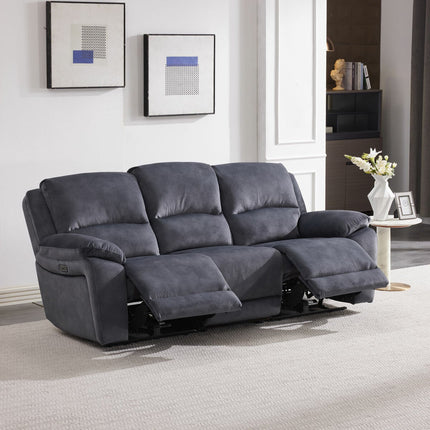 Belagio Blue Fabric Power Recliner 3 Seater Sofa – view 3