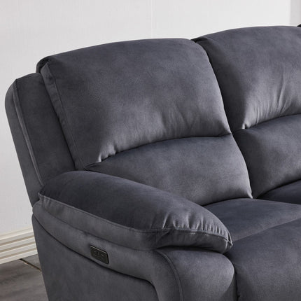 Belagio Blue Fabric Power Recliner 3 Seater Sofa – view 4