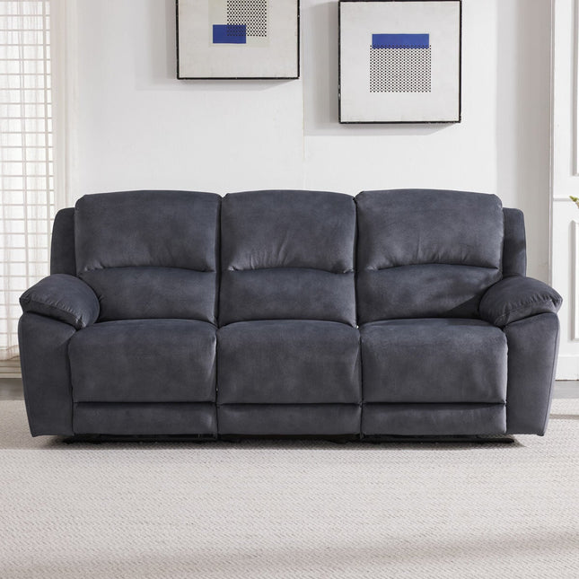 Belagio Blue Fabric Power Recliner 3 Seater Sofa