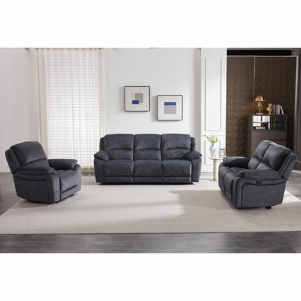 Belagio Blue Fabric Power Recliner 3 Seater Sofa – view 8