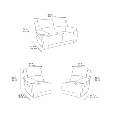 Belagio Blue Fabric Power Recliner 2 Seater Sofa – view 2