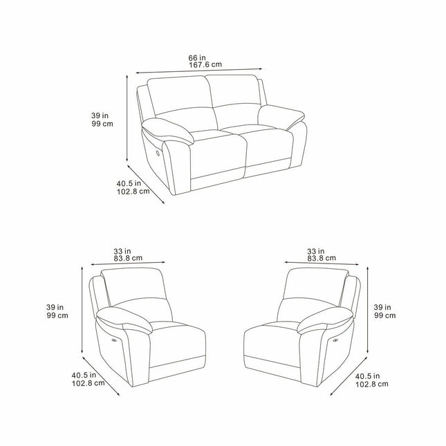 Belagio Blue Fabric Power Recliner 2 Seater Sofa – view 2