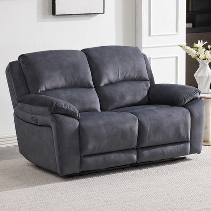 Belagio Blue Fabric Power Recliner 2 Seater Sofa