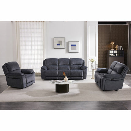 Belagio Blue Fabric Power Recliner 2 Seater Sofa – view 7
