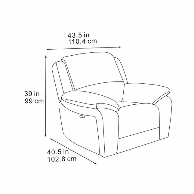 Belagio Blue Fabric Power Recliner Armchair – view 2