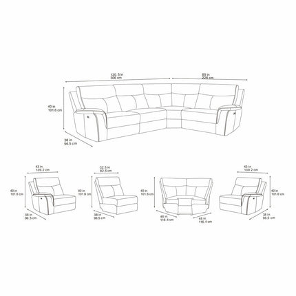 Maverick Grey Fabric Power Reclining Corner Sofa – view 2