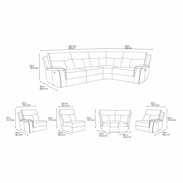 Maverick Grey Fabric Power Reclining Corner Sofa – view 2