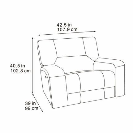 Excalibur Grey Fabric Power Recliner Armchair – view 2