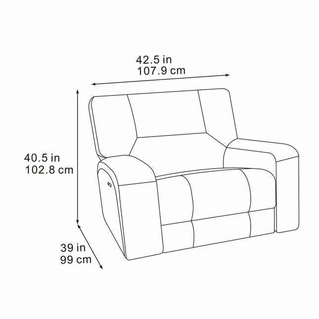 Excalibur Grey Fabric Power Recliner Armchair – view 2