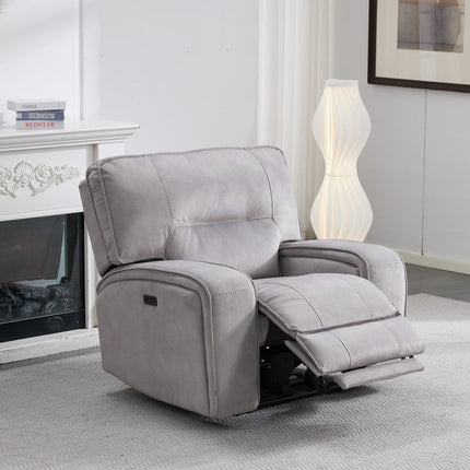 Excalibur Grey Fabric Power Recliner Armchair – view 3