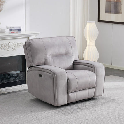 Excalibur Grey Fabric Power Recliner Armchair – view 4