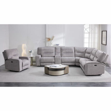 Excalibur Grey Fabric Power Recliner Armchair – view 6