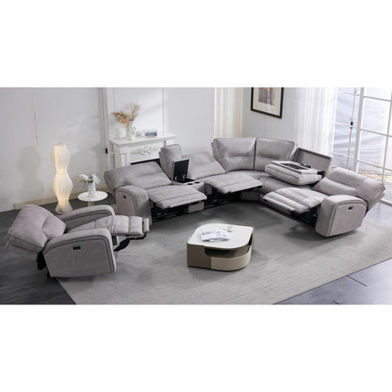 Excalibur Grey Fabric Power Recliner Armchair – view 7