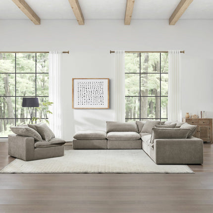 Aiden & Ivy Sereen Beige Fabric 6 Piece Modular Sofa – view 5