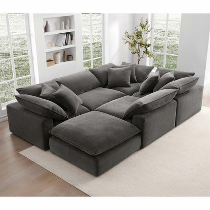 Aiden & Ivy Sereen Dark Grey Fabric 6 Piece Modular Sofa – view 5