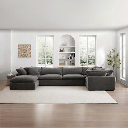 Aiden & Ivy Sereen Dark Grey Fabric 6 Piece Modular Sofa – view 3