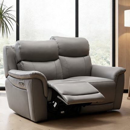 Oscar Grey Leather Power Reclining 2 Seater Sofa with Power Headrest – view 3