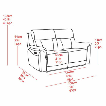 Oscar Grey Leather Power Reclining 2 Seater Sofa with Power Headrest – view 2