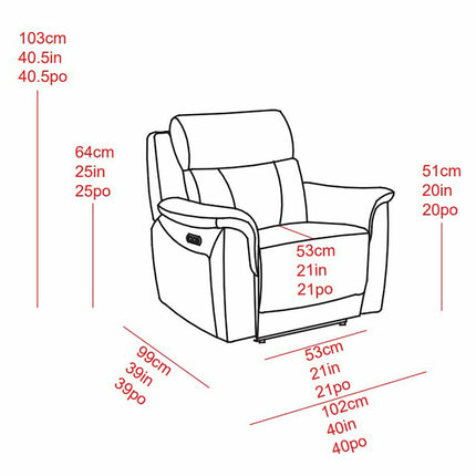 Oscar Grey Leather Power Reclining Armchair with Power Headrest – view 2