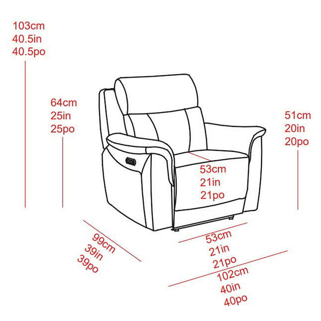 Oscar Grey Leather Power Reclining Armchair with Power Headrest – view 2