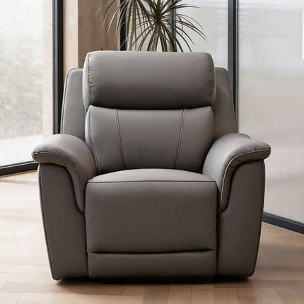 Oscar Grey Leather Power Reclining Armchair with Power Headrest – view 4