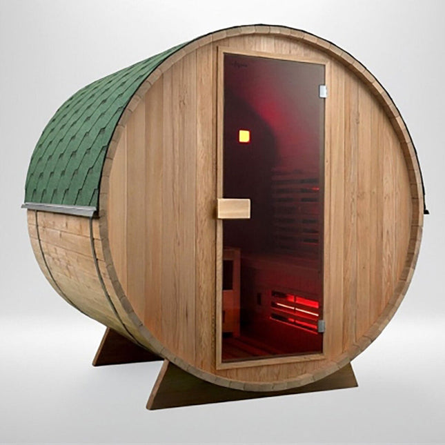 Installed Insignia Luxury 2-3 Person Hybrid Barrel Sauna – view 2