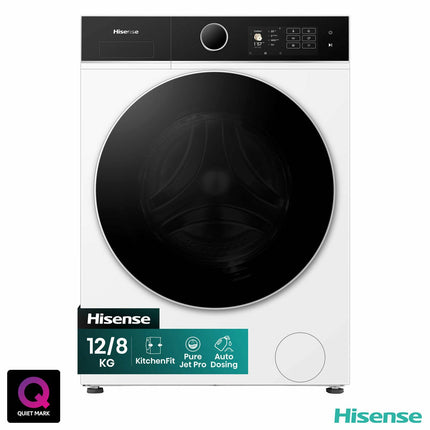 Hisense KitchenFit 5i Series WD5I1245BWR, 12kg/ 8kg Washer Dryer, D Rated in White