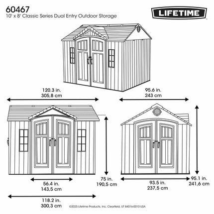 Lifetime 10ft x 8ft (3 x 2.4m) Dual Entry Outdoor Storage Shed - Model 60467 – view 2
