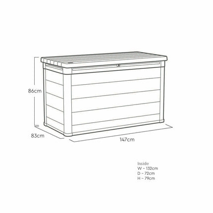 Keter Rosewood 870 Litre (230 Gallon) Deck Box with Divider – view 2