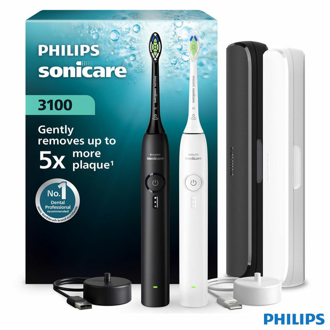 Philips Sonicare 3100 Duo Pack Electric Toothbrush , Black & White