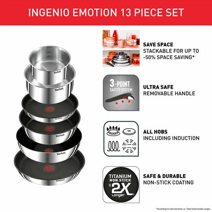 Tefal Ingenio Emotion Cookware Set, 13 Piece – view 4