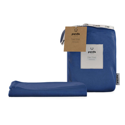 Panda 100% Bamboo Navy Fitted Sheet in 4 Sizes – view 2