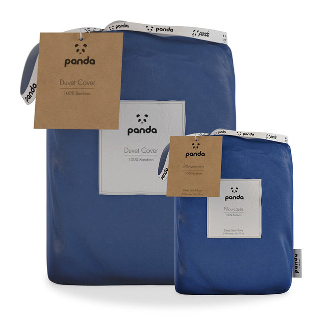 Panda 100% Bamboo Navy Duvet Cover Set in 4 Sizes – view 2