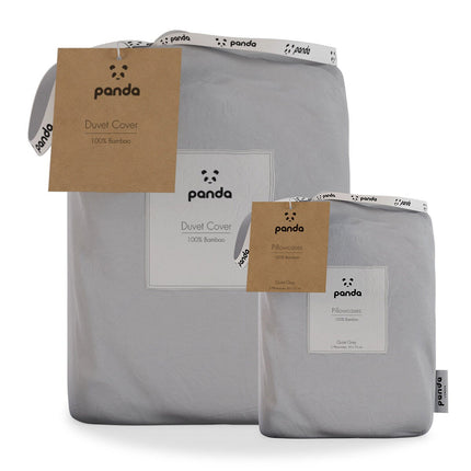 Panda 100% Bamboo Grey Duvet Cover Set in 4 Sizes – view 2