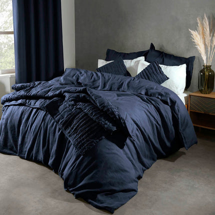 Lazy Linen 100% Washed Navy Linen Duvet Cover Set in 3 Sizes – view 2