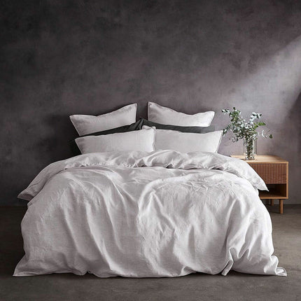 Lazy Linen 100% Washed White Linen Fitted Sheet in 3 Sizes – view 2