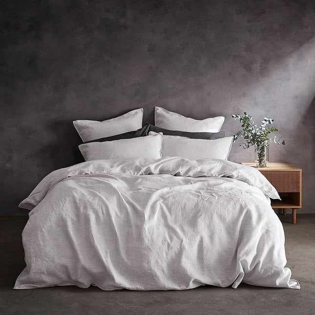 Lazy Linen 100% Washed White Linen Fitted Sheet in 3 Sizes – view 2