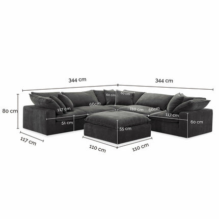 Aiden & Ivy Sereen Dark Grey Fabric 6 Piece Modular Sofa – view 2