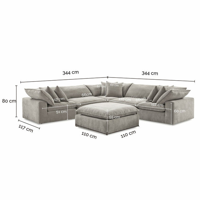 Aiden & Ivy Sereen Beige Fabric 6 Piece Modular Sofa – view 2