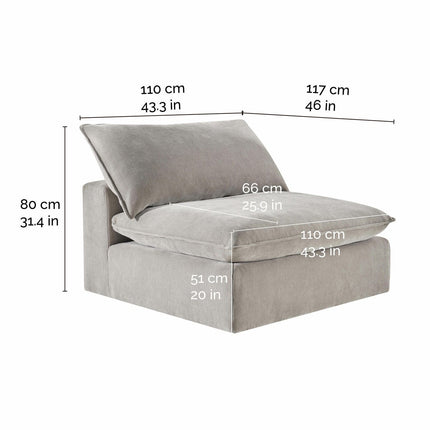 Aiden & Ivy Sereen Beige Fabric Armless Chair – view 2